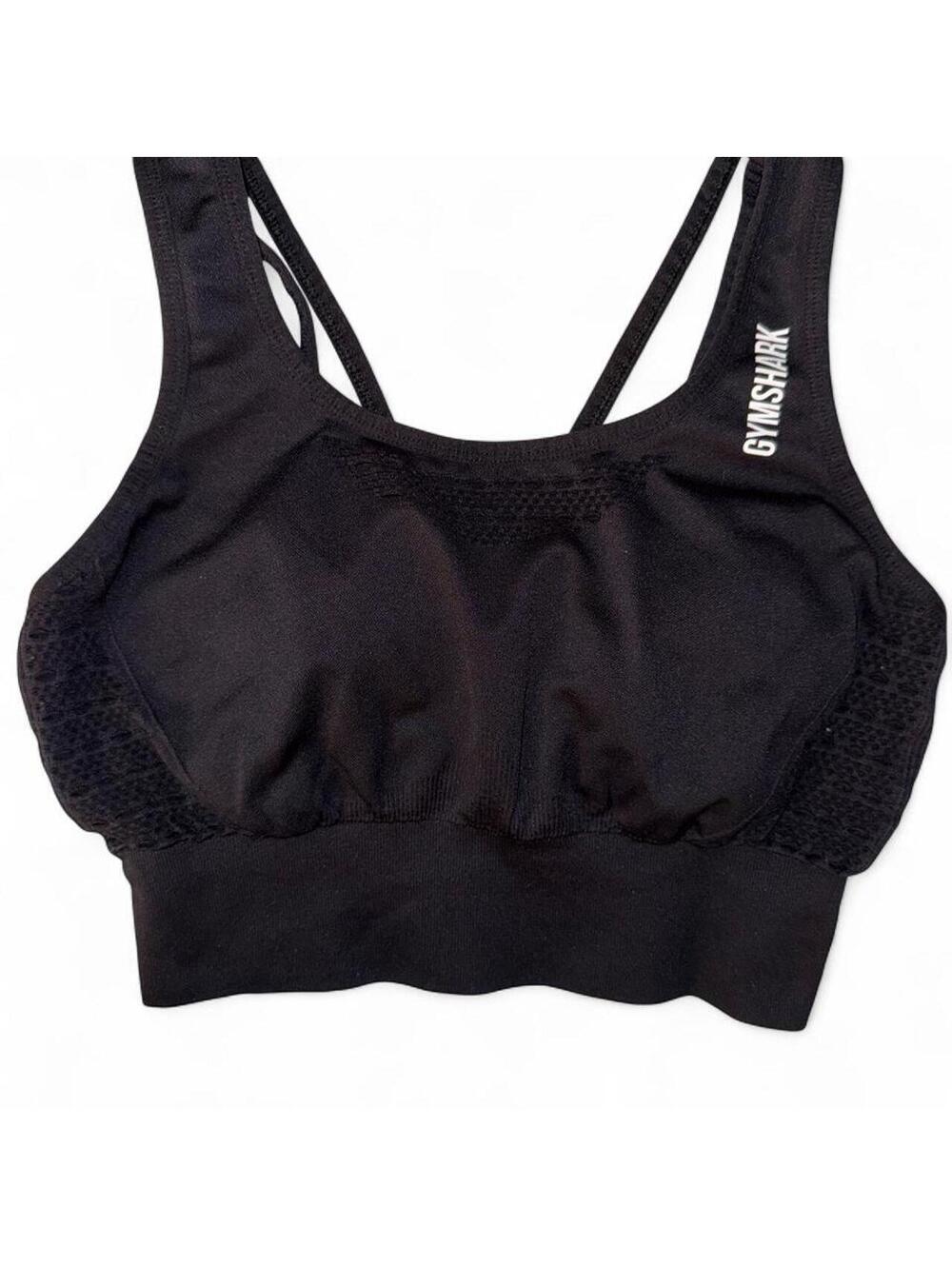 Gymshark Women's Black sports eyelet crochet detail Bra
